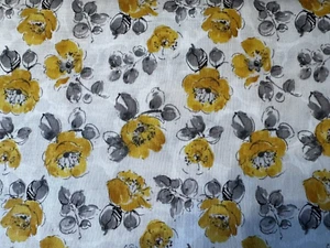Yellow Flowers with Black and Leaves on White Fabric Timeless Treasures OOP BTFQ - Picture 1 of 3