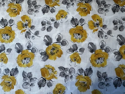Yellow Flowers with Black and Leaves on White Fabric Timeless Treasures OOP BTFQ - Image 1 of 3