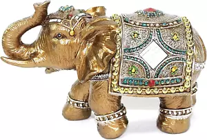 Feng Shui 9" Elegant Elephant Trunk Statue Lucky Figurine Gift & Home Décor - Picture 1 of 11
