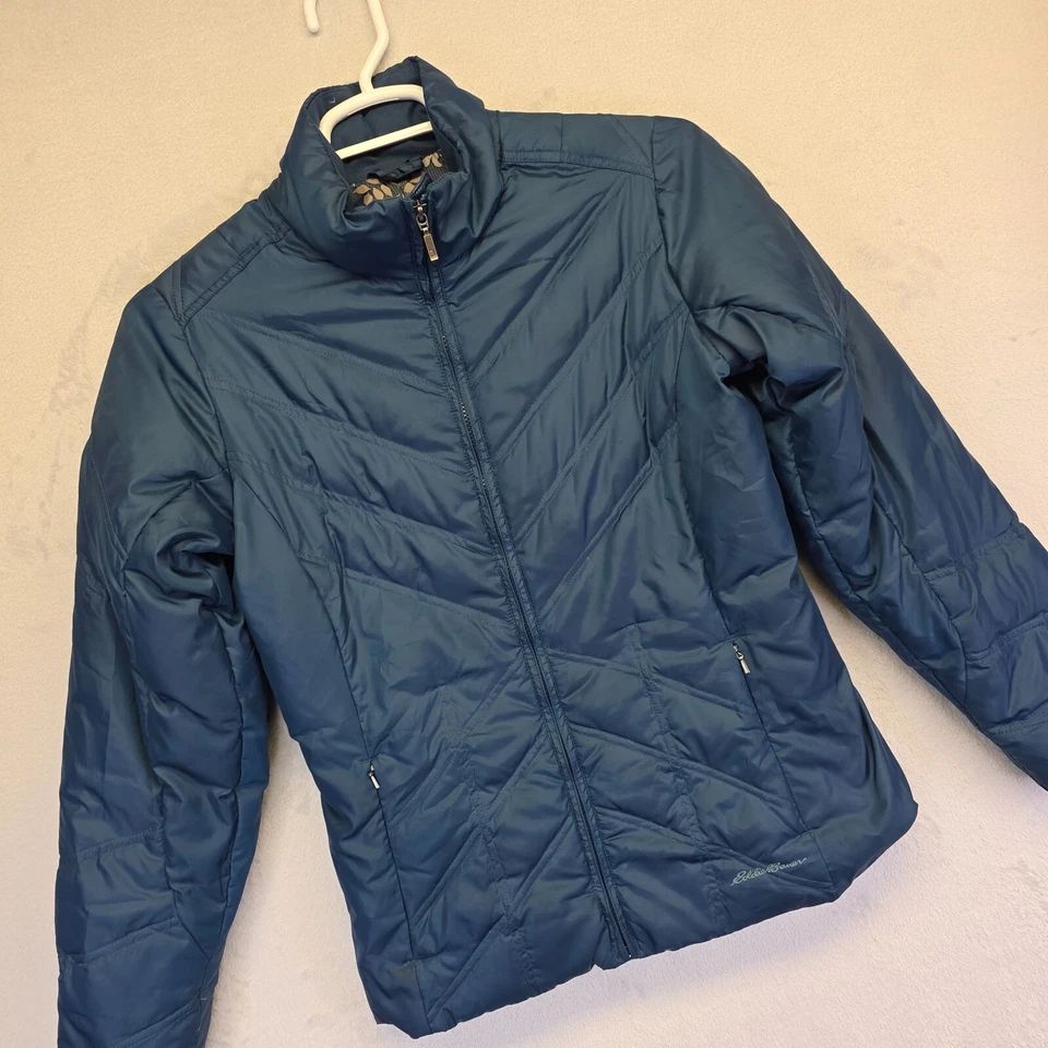 Chaqueta Eddie Bauer Mujer S Acolchada Plumón de Ganso Aislada Floral Forrada Gorpcore Foto 1 de 4