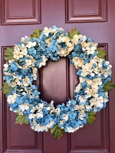 Spring Wreath With Blended Hydrangeas, Summer Wreath, Front Door Decor - Picture 1 of 9
