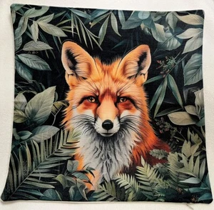 FOX Abstract Botanical Tapestry Linen Throw Pillow Cover Holiday Home Decor 18” - Picture 1 of 5