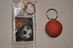 2 Mini PRO BASKETBALL & SOCCER KEYCHAINS Key Ring Pendant Charm - Picture 1 of 7