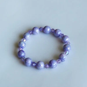 Bracciale con perline in vetro viola, 6,5-7 pollici - Foto 1 di 2