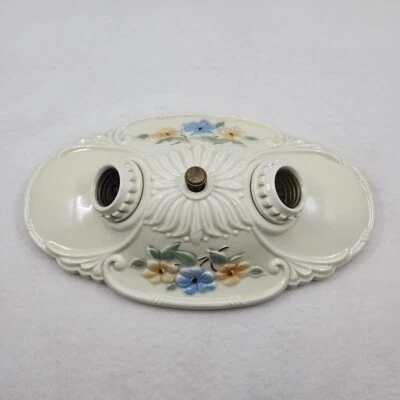 Luminária embutida vitoriana cerâmica floral e creme  - Imagem 1 de 4