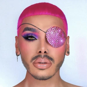 Full Rhinestone Crystal Bling Single Pirate Eye Patch Cover Rave Heart Cosplay - Picture 1 of 10