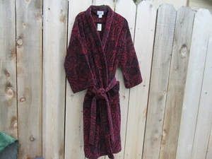 Brand New Bill Blass Red Paisley Heavy Terry Men's Bathrobe One Size Vintage - Picture 1 of 8