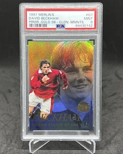 DAVID BECKHAM 1997-98 Merlin Premier Gold Soccer Card MANCHESTER UTD Pop-5 PSA 9 - Picture 1 of 2