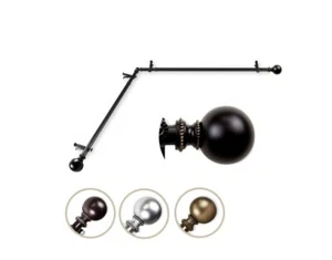 66 in. to 120 in. 13/16 in. Adjustable Corner Window Curtain Rod in Black - Picture 1 of 2