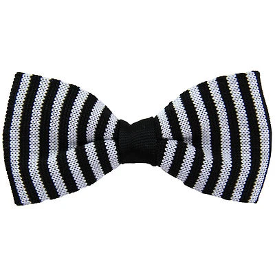 NOVA Gravata Borboleta Masculina Ajustável Pré-amarrada Apenas PRETA Listras Brancas Formais  - Imagem 1 de 3