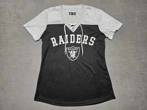 NFL Team Apparel Women's Size Medium Raiders Shirt Top Football Black - Picture 1 of 11