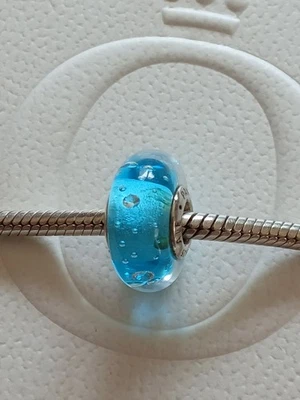 Original  Pandora Element, Charm Murano, retired, türkis mit Zirkoniasteinen  - Bild 1 von 4