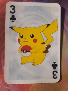 Pikachu 3 of Clubs Blue Deck 1999 Bicycle Pokemon Mini Poker Playing Card LP - Picture 1 of 2