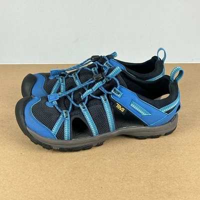 Teva Manatee Outdoor Hiking Sandals Kids Youth 5 Blue Black Bungee Lace - Image 1 of 4