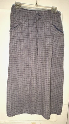 Maxi Falda Lino Por Jeanne Engelhart Texturizada A Cuadros Azul Talla M Foto 1 de 4