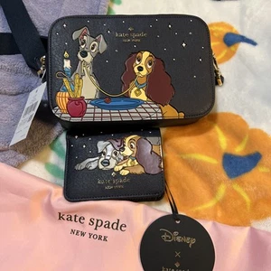 Disney Kate Spade Umhängetasche New York Lady And The Tramp/Geldbörse & Staubbeutel Neu mit Etikett - Bild 1 von 11