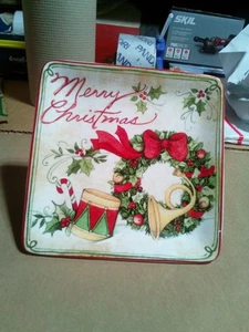 Vintage Susan Winget Merry Christmas Plate With Wreath, Bugle, Drum - Picture 1 of 2