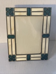 "Marco de fotos vintage de vitrales cuadrados azules y crema de 4"" X 6""" - Imagen 1 de 8