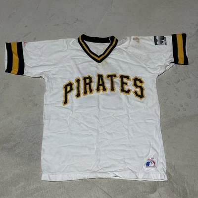 Sand Knit Pirates True Vintage Jersey MLB Baseball Shirt 1980 Mens SZ S Stained - Image 1 of 4