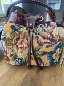 Patricia Nash Elisa Leder/Gobelin Bucket Bag Umhängetasche Neu mit Etikett! Haselnuss 229€ - Bild 1 von 18