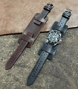 Size 20/22mm Army Military Bund Style Cow Leather Watch Strap/Band #115B - Picture 1 of 10