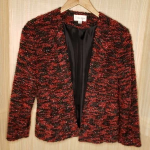 Erin London Petite Tie Waist Textured Blazer Medium - Picture 1 of 6