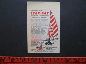 "Build the Sensational LEAR-CAT Sail Racer"--vintage original 1953 sailboat ad - Picture 1 of 1
