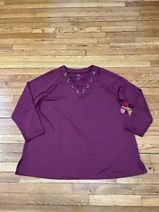Avenue Leisure Womens Plus Size 22/24 Red Long Sleeve Tunic V Neck Shirt NWT $45 - Picture 1 of 6