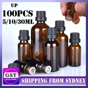 Up100X 5/10/30ML Amber Glass Essential Oil Bottle With Euro Dropper Aromatherapy - Picture 1 of 25