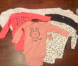 6 Pack Infant 1 Pc Outfit Bodysuit Bunny Love Long Sleeve - Picture 1 of 8