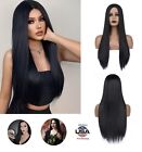 Women's Straight Black Wig No Glue Heat Resistant Natural Color 25.6 Inches USA