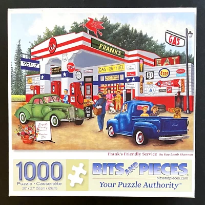 Jigsaw PUZZLE Frank's Friendly Service 1000 件 Nostalgia Americana 20 x 27 — 第 1/4 张图片