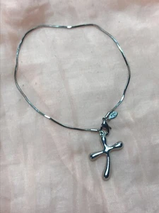 Premier Designs Silvertone Anklet 10” With Silvertone Cross - Picture 1 of 8