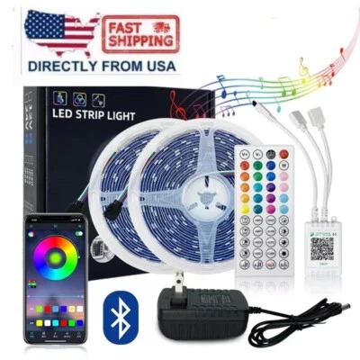 32.8ft 16.4ft LED Strip Lights 5050 RGB Bluetooth Color Change Remote for Rooms - Image 1 of 4
