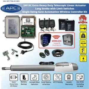 Single Swing Electric Gate Opener Automatic Motor Remote Control Complete Kit - Picture 1 of 11