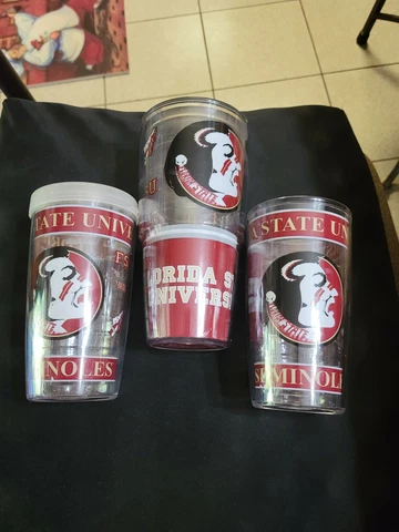 Florida State Seminoles FSU Tervis 3 Pack Tumblers w lids 16 & 24 oz used Cover