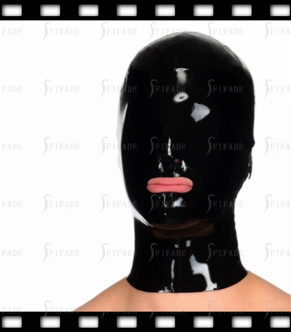 Latex Hoods Masks Rubber Black Eye Cover Blinder Mouth Open Customized .4mm A17 - Image 1 of 4