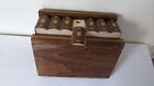 vintage woodenETCHED   secret opening trinket box  WITH KEY