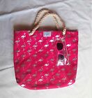 Nwt Limited Too Hot Pink Silver Flamingo Beach Bag Tote Sunglasses Shiny Bling