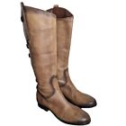 Arturo Chiang Tan Distressed Button Embellished Tall Riding Boots Women's 7