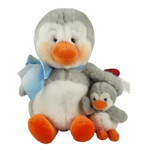 Russ Plush Iggy Penguin Mommy and Baby 10" w Tags Gray Bird Stuffed Animal 22435 - Picture 1 of 12