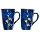 Coffee Mug Cup World Market Cherry Blossom Cobalt Blue Cocoa Tea Drinks 10 Oz