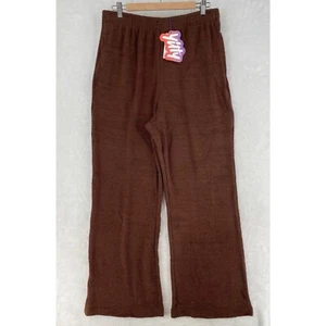 Yitty Pants Womens Large Brown Pet Me Wide Leg Fuzzy Cozy NEW $85 - Picture 1 of 15