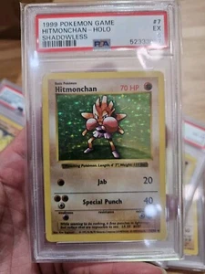 Pokemon PSA 5 HITMONCHAN SHADOWLESS Holo Rare #7 EXC EXCELLENT - Picture 1 of 2