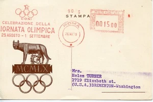 ROME OLYMPICS SLOGAN CANCEL    1958  O335 - Picture 1 of 2
