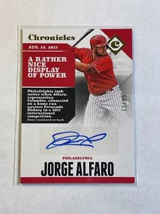 2017 Panini Chronicles - Rookie Auto Gold #ed /99 #CA-JO Jorge Alfaro (AU, RC) - Picture 1 of 2