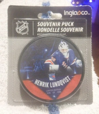 Henrik Lundqvist FACSÍMIL Firmado NHL Puck Edición Limitada #646/1000 NY RANGERS Foto 1 de 4