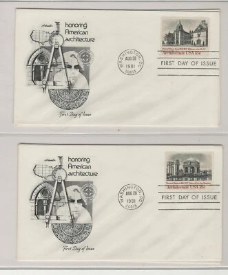 USA 1981 4 DIFFERENT FIRST DAY COVERS HONORING AMERICAN ARCHITECTURE + CACHET - Image 1 of 2