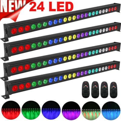 MARKENLOS 4X RGB 24 LED Iluminación de escenario Lavadora de pared Luz Bar DMX DJ Estroboscópico Navidad