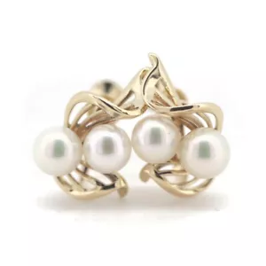 MIKIMOTO Pearl Earring 6.8mm 14K Yellow Gold - Picture 1 of 5